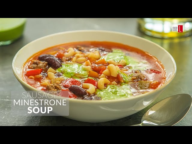 Sausage Minestrone Soup With Basil Pesto | Food Channel L Recipes