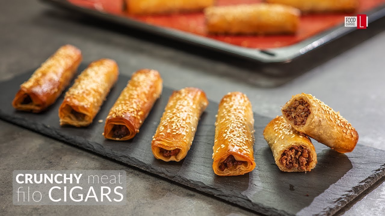 Crunchy Meat Filo Cigars | Food Channel L Recipes
