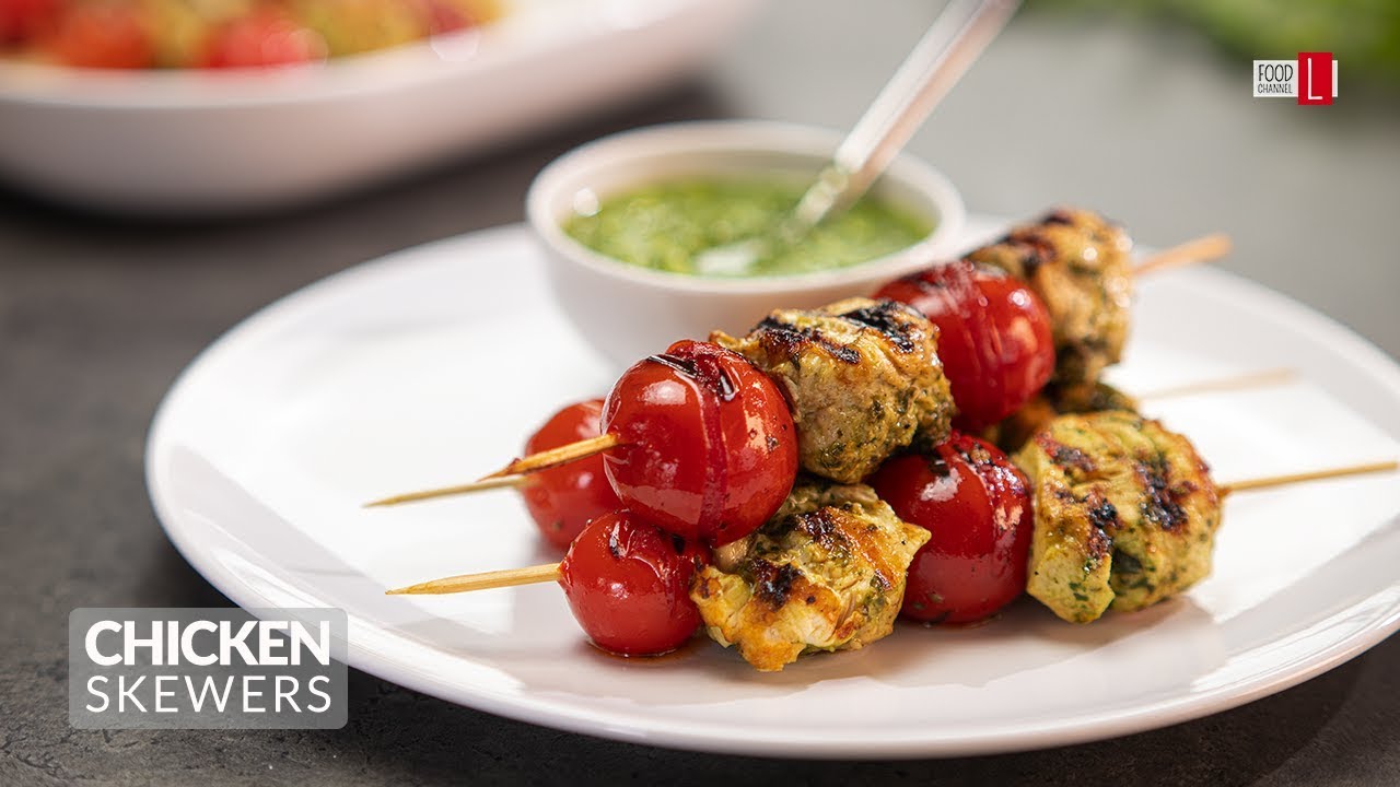 Grilled Pesto Chicken Skewers with Cherry Tomatoes | Food Channel L Recipes